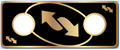 Decorative emblem with gold accents on a black background