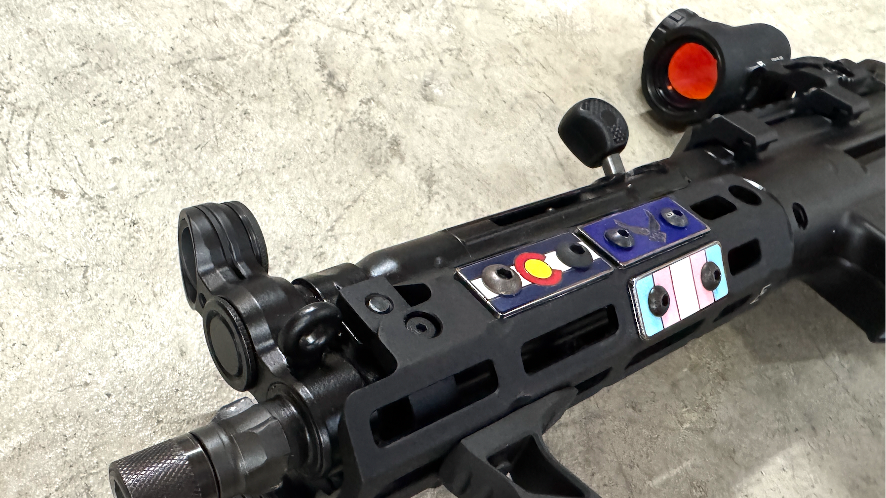 Example handguard with LokPins installed